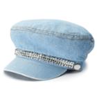 Women's Mudd&reg; Rhinestone Accent Denim Cabbie Hat, Blue
