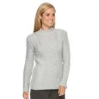 Petite Croft & Barrow&reg; Cable-knit Mockneck Sweater, Women's, Size: L Petite, Light Grey