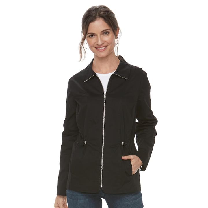 Women's Croft & Barrow&reg; Full-zip Utility Jacket, Size: Small, Black