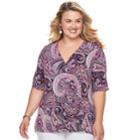 Plus Size Dana Buchman Wrap Top, Women's, Size: 2xl, Med Purple