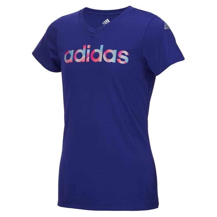 Girls 7-16 Adidas Short Sleeve V-neck Tee, Size: Medium, Drk Purple