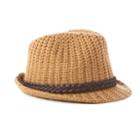 Scala Braided Trim Cable Knit Fedora, Women's, Brown