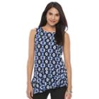 Women's Dana Buchman Printed Asymmetrical Tank, Size: Medium, Med Blue