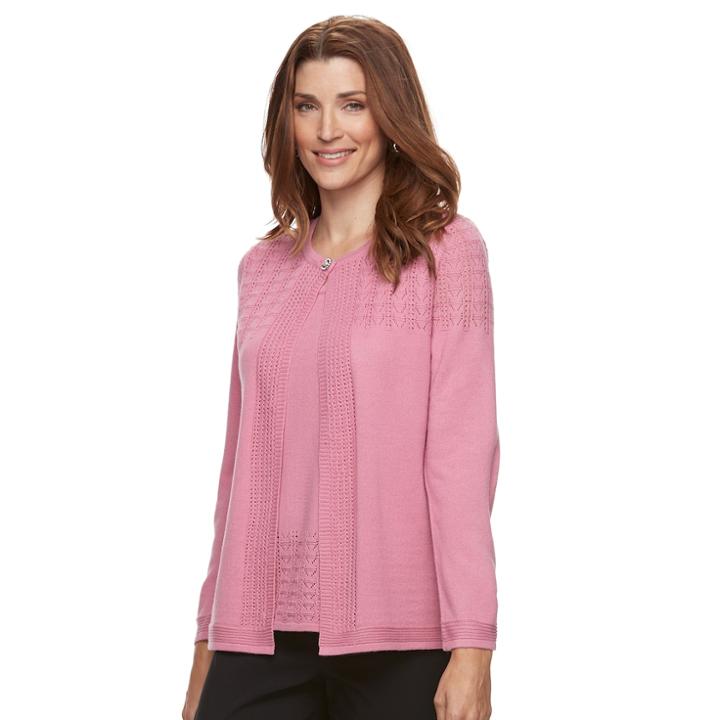 Women's Napa Valley 2-fer Sweater, Size: Small, Med Pink
