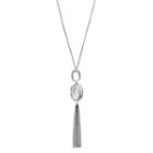 Tasseled Oval Pendant Necklace, Women's, Silver