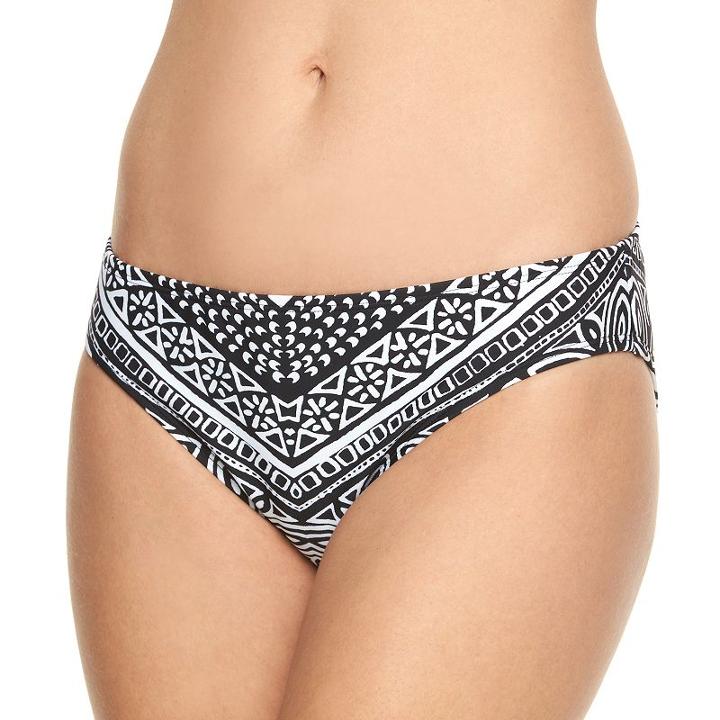 Women's Chaps Tribal Hipster Bikini Bottoms, Size: 12, Black