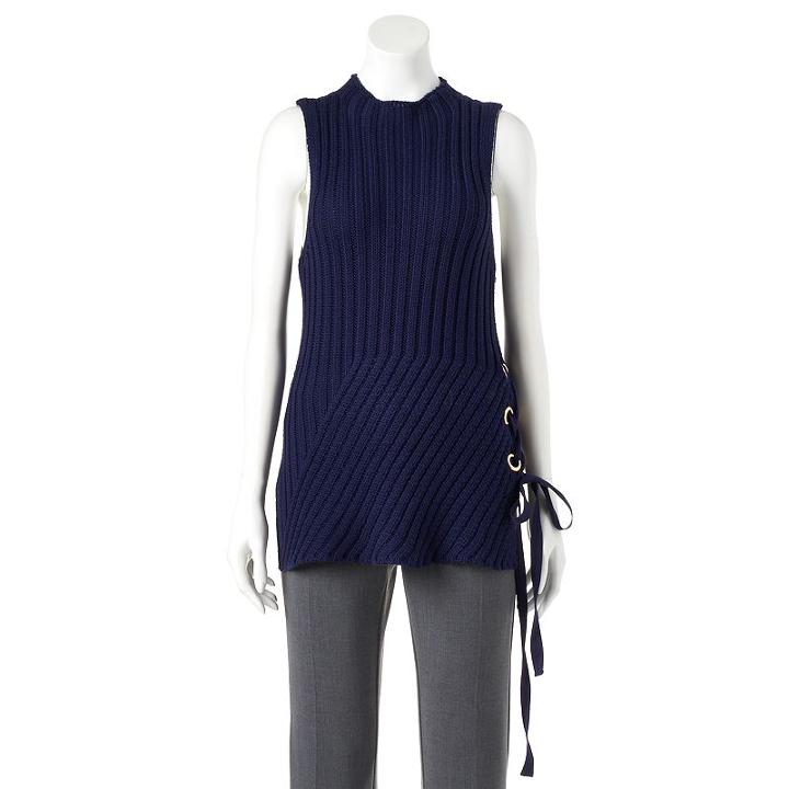 Women's Jennifer Lopez Lace-up Sleeveless Sweater, Size: Xxl, Blue