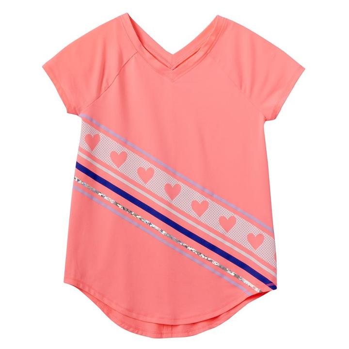 Girls Plus Size So&reg; Double V-neck Active Graphic Tee, Girl's, Size: 18 1/2, Brt Pink