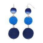 Blue Thread Wrapped Bead Linear Drop Earrings, Women's