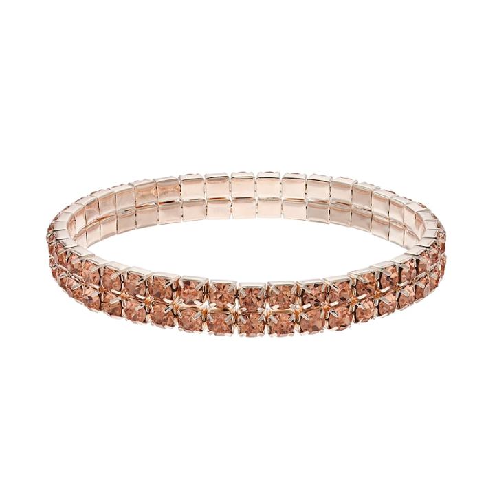Peach Simulated Crystal Double Row Stretch Bracelet, Women's, Lt Orange