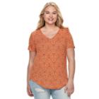 Juniors' Plus Size Mudd&reg; V-neck Shirttail Tunic Tee, Girl's, Size: 3xl, Lt Brown