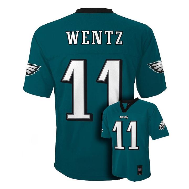 Boys 8-20 Philadelphia Eagles Carson Wentz Nfl Replica Jersey, Boy's, Size: M(10-12), Green