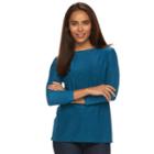 Women's Croft & Barrow&reg; Boatneck Jacquard Top, Size: Xs, Blue