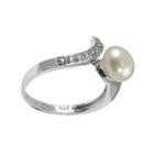 Sterling Silver Freshwater Cultured Pearl And White Topaz Ring, Women's, Size: 9