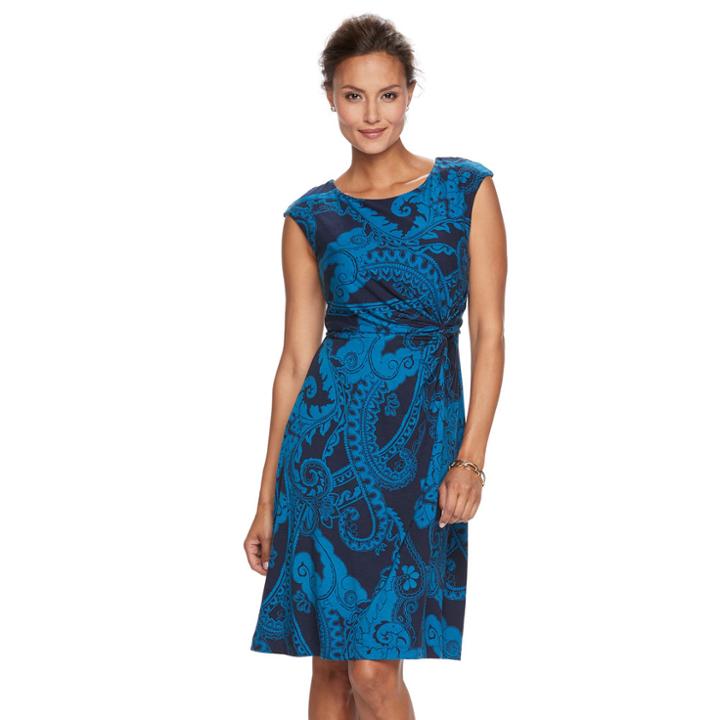Women's Dana Buchman Twist-front Dress, Size: Xs, Blue (navy)
