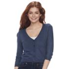 Juniors' Cloud Chaser Cropped Cardigan Sweater, Teens, Size: Medium, Blue (navy)