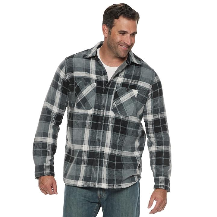 Big & Tall Anchorage Expedition Plaid Sherpa-lined Fleece Shirt Jacket, Men's, Size: 3xb, Med Grey