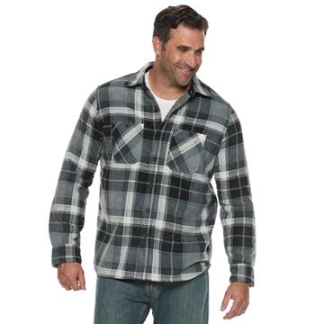 Big & Tall Anchorage Expedition Plaid Sherpa-lined Fleece Shirt Jacket, Men's, Size: 3xb, Med Grey