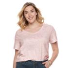 Plus Size Sonoma Goods For Life&trade; Essential V-neck Tee, Women's, Size: 2xl, Dark Pink