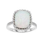 Sterling Silver Lab-created Opal & Lab-created White Sapphire Square Ring, Women's, Size: 8