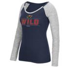 Women's Reebok Minnesota Wild Marled Slub Tee, Size: Large, Blue (navy)