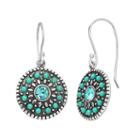 Sterling Silver Crystal & Simulated Turquoise Disc Drop Earrings, Women's, Blue