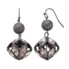 Pink Marquise Caged Drop Earrings, Women's