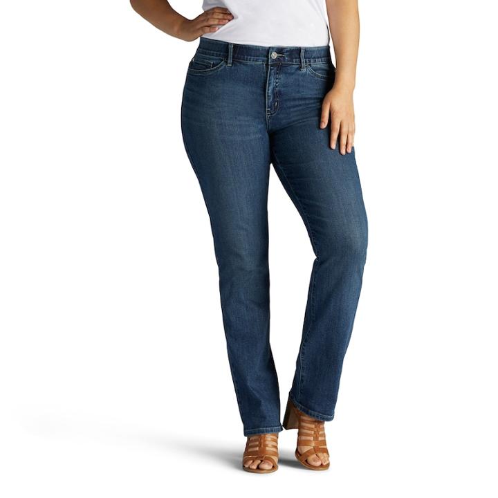 Plus Size Lee Total Freedom Straight Leg Jeans, Women's, Size: 22 - Regular, Blue