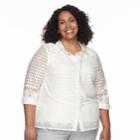 Plus Size Alfred Dunner Studio 3-pc. Sheer Blouse & Necklace Set, Women's, Size: 20 W, White