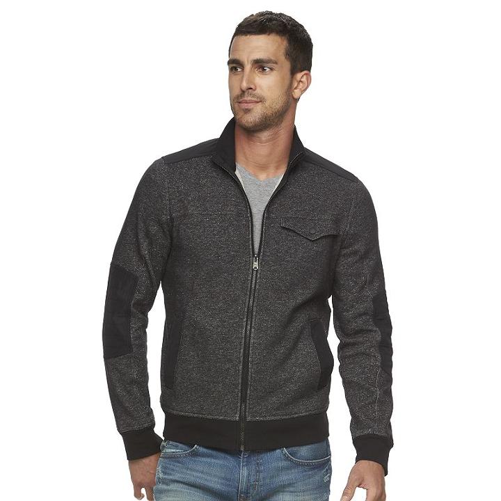 Men's Marc Anthony Slim-fit Marled Fleece Jacket, Size: Medium, Black