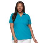 Plus Size Croft & Barrow&reg; Pique Polo, Women's, Size: 1xl, Turquoise/blue (turq/aqua)