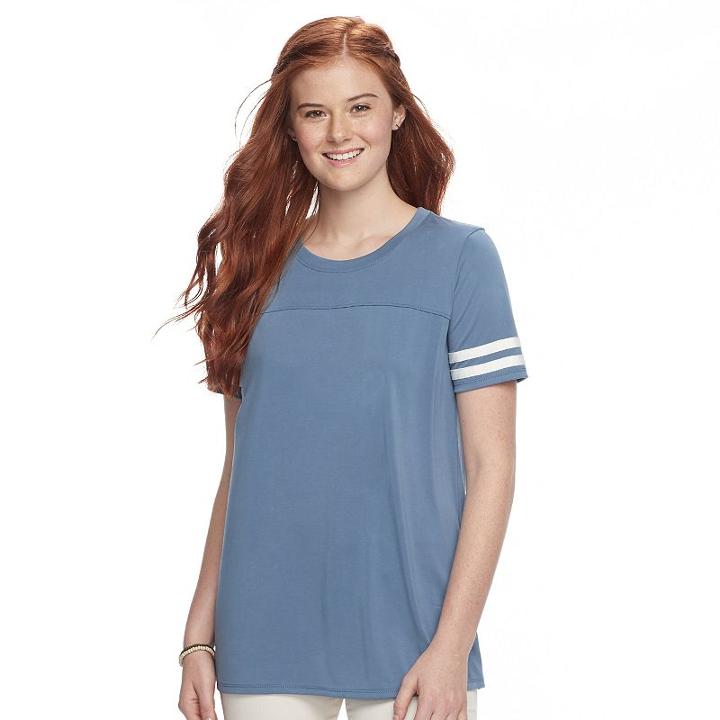 Juniors' Pink Republic Soft Varsity Tee, Teens, Size: Medium, Blue Other