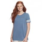 Juniors' Pink Republic Soft Varsity Tee, Teens, Size: Medium, Blue Other