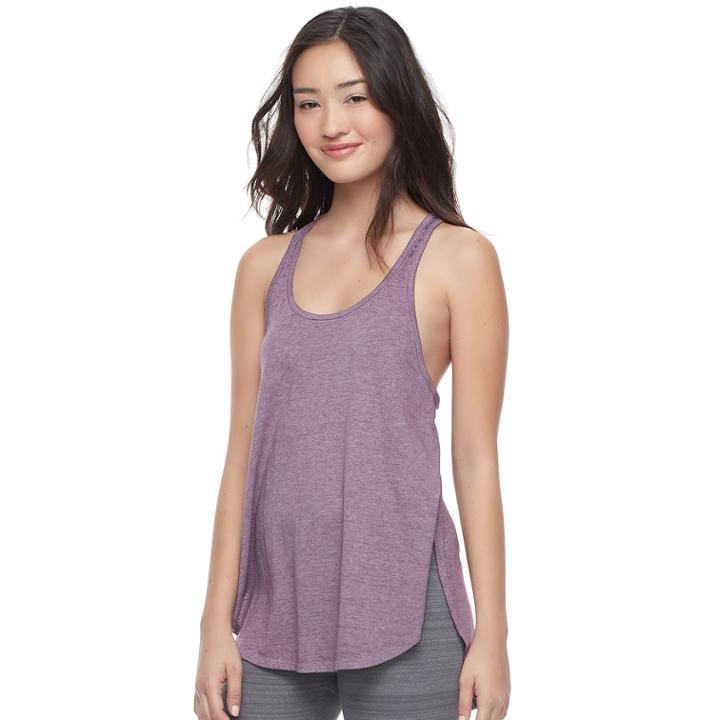 Juniors' So&reg; High Slit Racerback Tank, Teens, Size: Large, Drk Purple