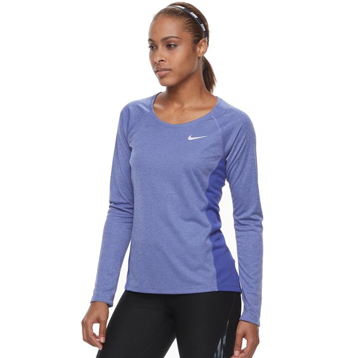 Women's Nike Dry Miler Long Sleeve Running Top, Size: Medium, Med Purple