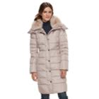 Women's Tower By London Fog Long Faux-fur Trim Down Puffer Jacket, Size: Medium, Light Pink