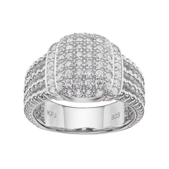 Sterling Silver Cubic Zirconia Cluster Engagement Ring, Women's, Size: 6, White