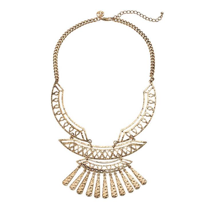 Gs By Gemma Simone Sedona Sunset Collection Hammered Tribal Bib Necklace, Women's, Size: 17, Yellow
