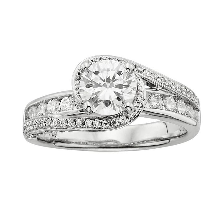 Round-cut Igl Certified Diamond Swirl Engagement Ring In 14k White Gold (3/4 Ct. T.w.), Women's, Size: 6