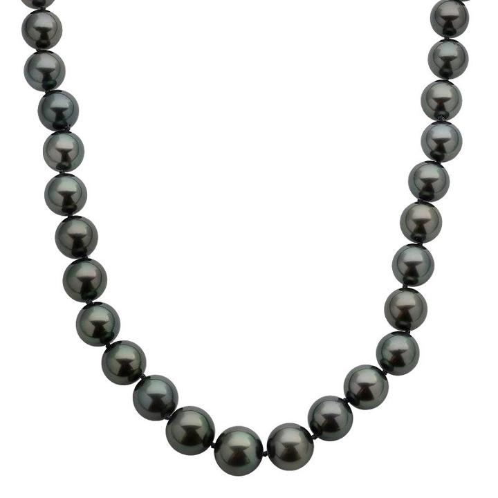 18k White Gold Tahitian Cultured Pearl Necklace (10-12.5 Mm) - 18 In, Adult Unisex, Size: 18, Black