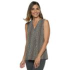 Women's Dana Buchman Pleated V-neck Tank, Size: Xxl, Beig/green (beig/khaki)