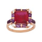 14k Rose Gold Over Silver Lab-created Ruby Ring, Women's, Size: 8, Multicolor