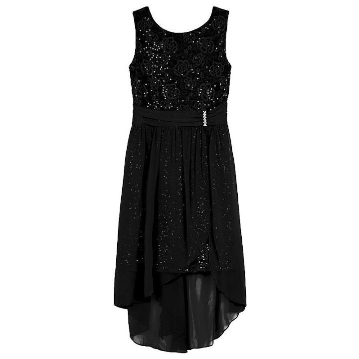Girls 7-16 Iz Amy Byer Sequin Lace High-low Sheath Dress, Size: 16, Black