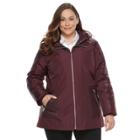 Plus Size D.e.t.a.i.l.s Mixed-media Puffer Jacket, Women's, Size: 2xl, Red