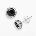 Emotions Sterling Silver Frame Stud Earrings - Made With Swarovski Zirconia, Women's, Black