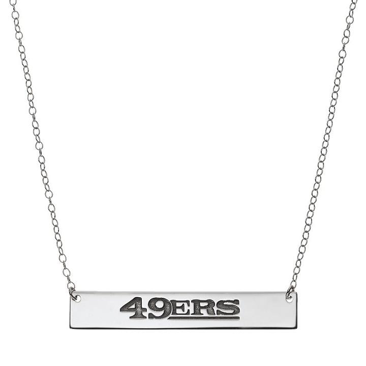 San Francisco 49ers Sterling Silver Bar Link Necklace, Women's, Size: 18, Grey