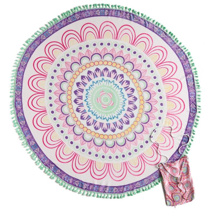 Women's Mudd&reg; Tasseled Round Festival Wrap With Pouch, Med Pink