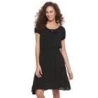 Women's Nina Leonard Gauze Blouson Dress, Size: Large, Black
