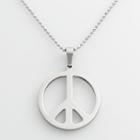 Stainless Steel Peace Sign Pendant, Women's, Grey