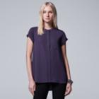 Petite Simply Vera Vera Wang Essential Popover Top, Women's, Size: S Petite, Purple